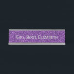 Personalised Purple Glitter Silver Girl Boss Funny Desk Name Plate<br><div class="desc">Personalised Purple Glitter and Silver 'Girl Boss' Funny Desk Name Plate.  Pick a pun for your colleague,  business meeting,  white elephant gift,  holiday party and more.  Perfect for an office holiday party or gift.</div>