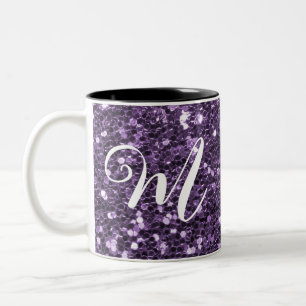  Personalised Purple Glitter Two-Tone Coffee Mug