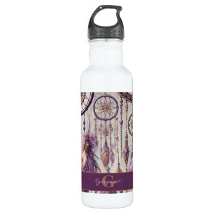Personalised Purple & Gold Boho Dreamcatchers 710 Ml Water Bottle