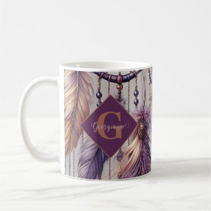 Personalised Purple & Gold Boho Dreamcatchers Coffee Mug