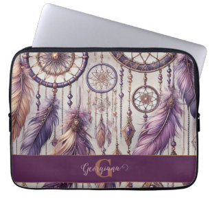 Personalised Purple & Gold Boho Dreamcatchers Laptop Sleeve