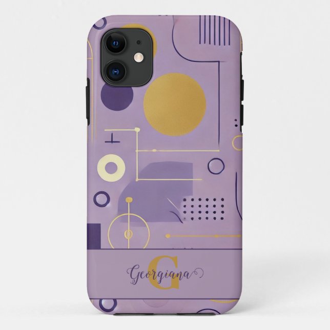 Personalised Purple & Gold Scandinavian Minimalist Case-Mate iPhone Case (Back)