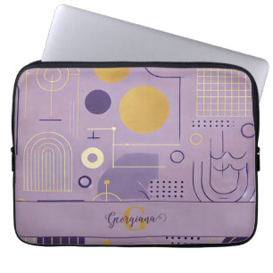 Personalised Purple & Gold Scandinavian Minimalist Laptop Sleeve