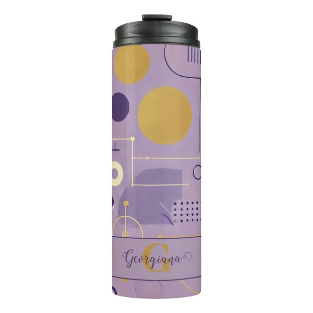 Personalised Purple & Gold Scandinavian Minimalist Thermal Tumbler (Front)