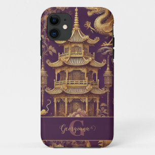 Personalised Purple & Gold Victorian Chinoiserie Case-Mate iPhone Case