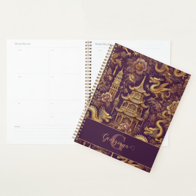 Personalised Purple & Gold Victorian Chinoiserie Planner (Display)