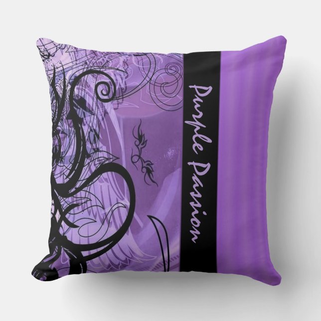 Personalised Purple Goth Pattern Throw Pillow (Front)