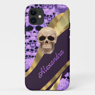 Personalised purple gothic skull Case-Mate iPhone case