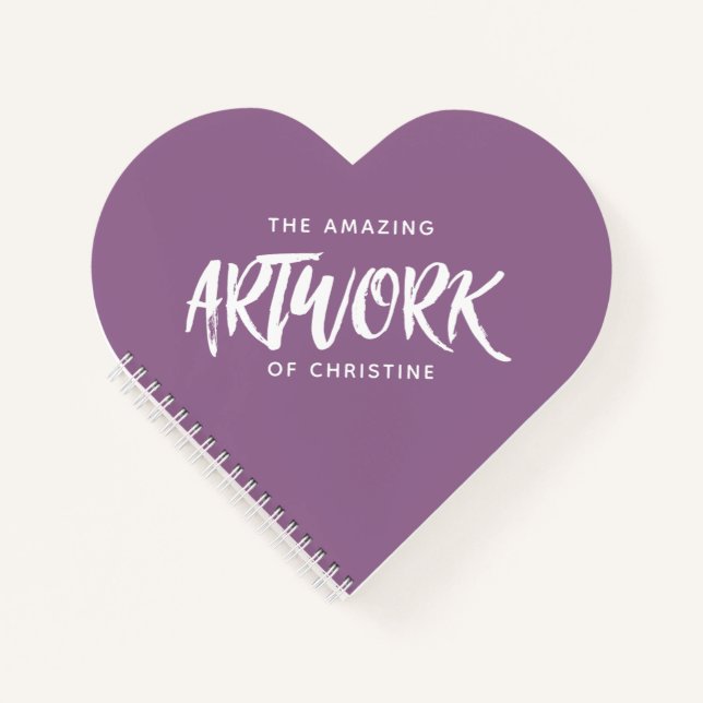 Personalised Purple Heart Artist Sketchbook Notebook (Front)