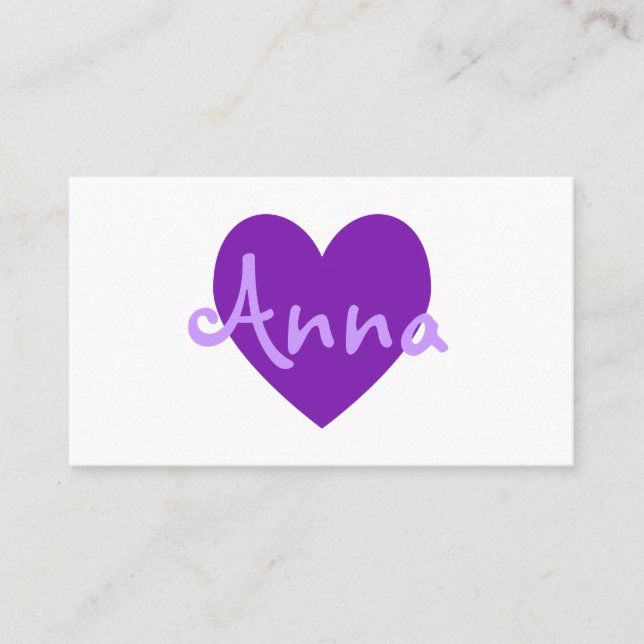 Personalised Purple Heart on White Business Card (Front)