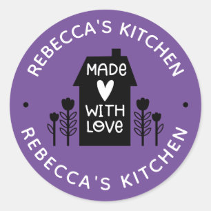 Personalised Purple Homemade With Love Classic Rou Classic Round Sticker