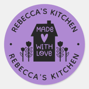 Personalised Purple Homemade With Love Classic Rou Round Sticker