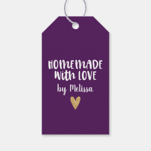 Personalised  Purple Homemade With Love Heart Gift Tags