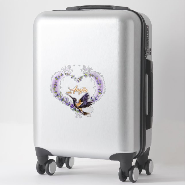 Personalised Purple Hummingbird Heart (Suitcase)