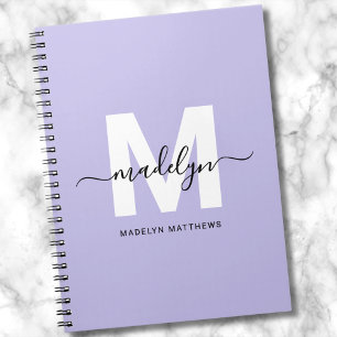 Personalised Purple Initial Monogram Notebook