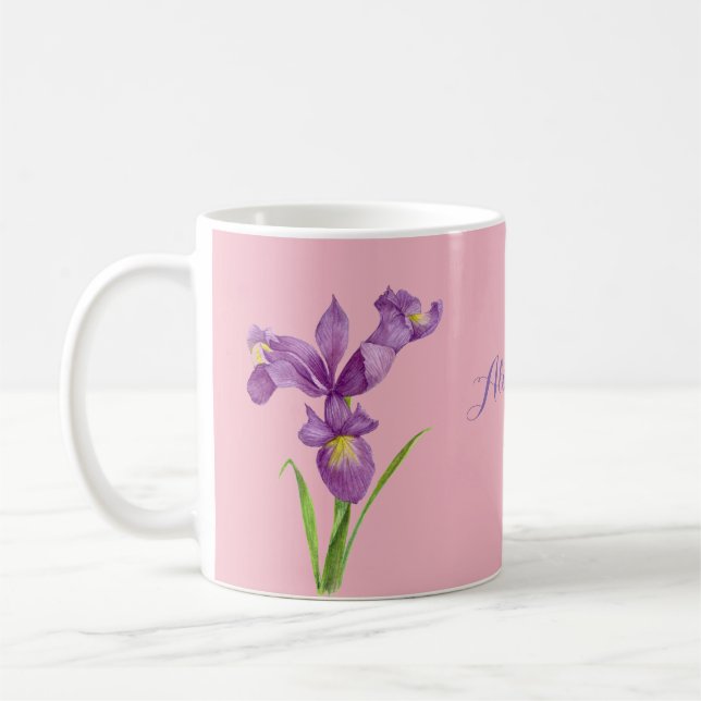 Personalised Purple Iris Mug (Left)