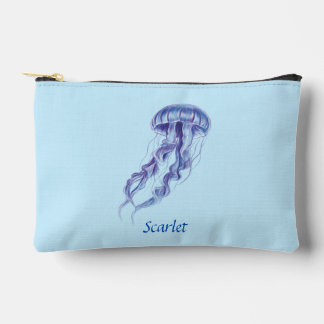 Personalised Purple Jellyfish illustration design Accessory Pouch