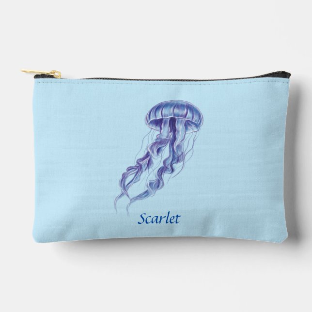Personalised Purple Jellyfish illustration design Accessory Pouch (Front)