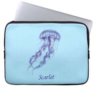 Personalised Purple Jellyfish illustration design Laptop Sleeve