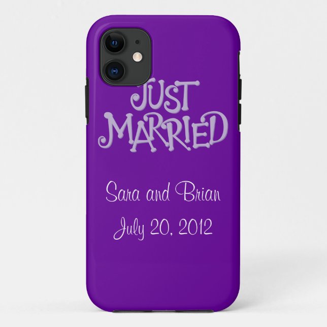 Personalised Purple Just Married iPhone 5 Case (Back)