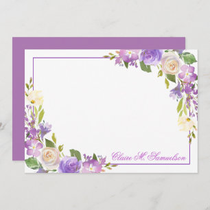 Personalised Purple Lavender Watercolor Floral Card