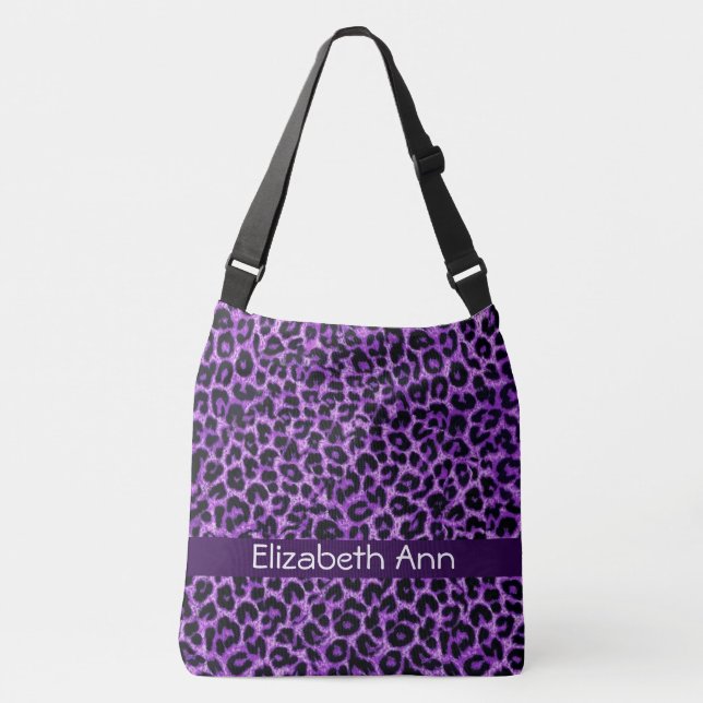 Personalised Purple Leopard Pattern Crossbody Bag (Front)