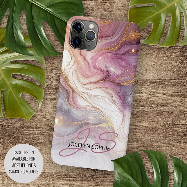 Personalised Purple Mauve Pink Gold Marble Pattern Case-Mate iPhone Case (Creator Uploaded)