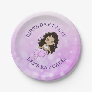 Personalised Purple Mermaid Birthday Cake Plates
