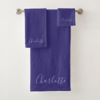Personalised Purple Modern Simple Bath Towel Set