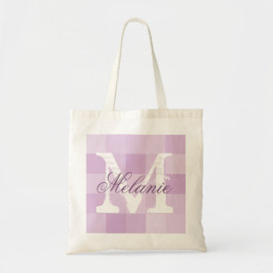 Personalised purple mosaic name monogram tote bag