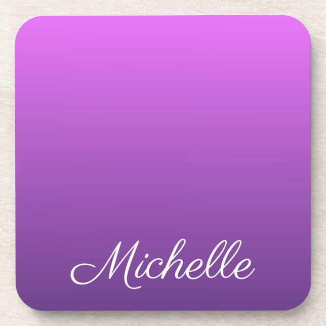 Personalised purple ombre coaster (Front)