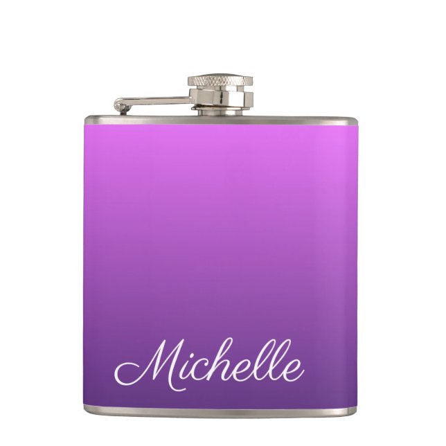 Personalised purple ombre hip flask (Front)