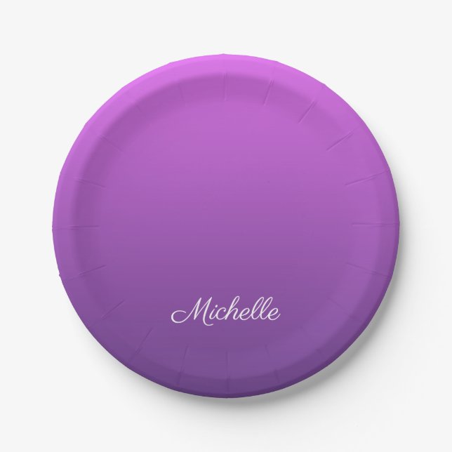 Personalised purple ombre paper plate (Front)