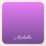 Personalised purple ombre square paper coaster<br><div class="desc">Personalised purple ombre</div>