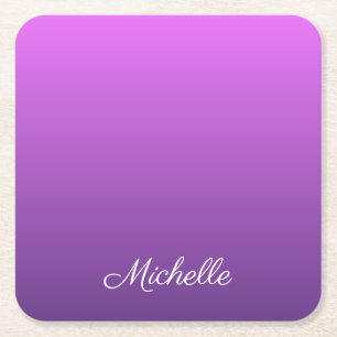 Personalised purple ombre square paper coaster