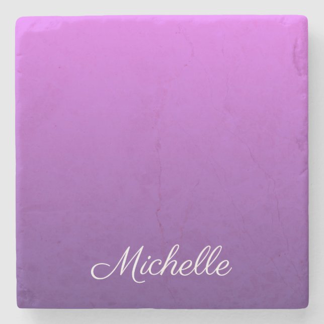 Personalised purple ombre stone coaster (Front)