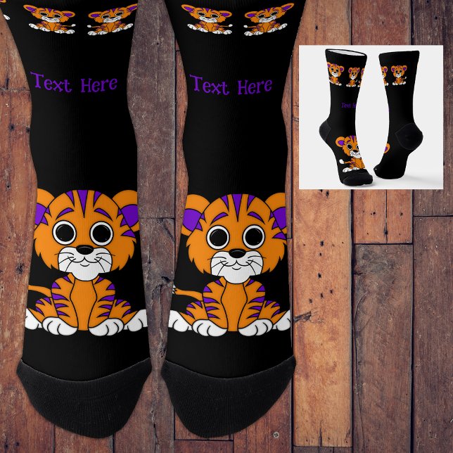 Personalised Purple & Orange Baby Tiger Socks (Creator Uploaded)
