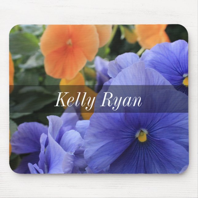 Personalised Purple & Orange Pansies, Photo 4810 Mouse Pad (Front)