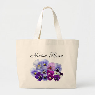Personalised Purple Pansy Tote Bag