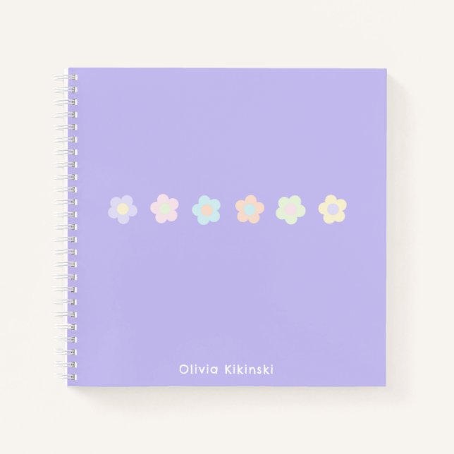 Personalised Purple Pastel Flower Notebook (Front)