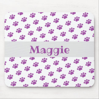 Personalised Purple Paw Print Pattern Mouse Pad