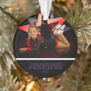 Personalised Purple Photo Cheerleading Ornament 