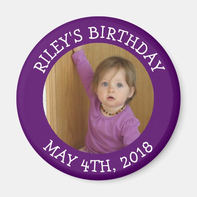 Personalised Purple Photo Reminder Magnet (Front)