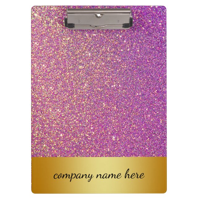 Personalised Purple Pink Glitter Sparkles Faux Clipboard (Front)