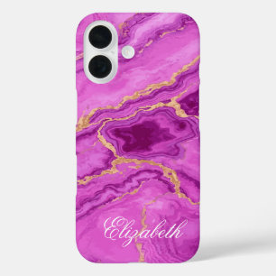 Personalised Purple & Pink Marble iPhone 16 Case