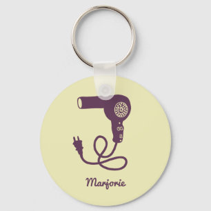 Personalised Purple Retro Hairdryer Blow Dryer Key Ring