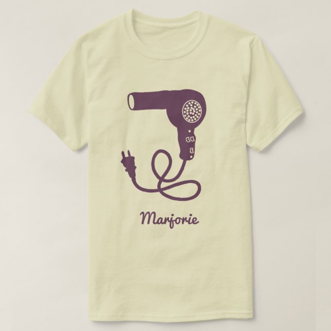 Personalised Purple Retro Hairdryer Blow Dryer T-Shirt (Design Front)