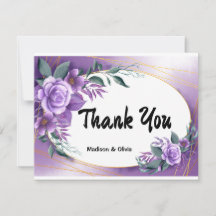 Personalised Purple Rose Thank You Card