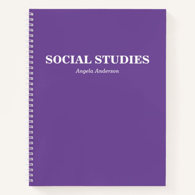 Personalised Purple School Subject Spiral Notebook (Front)