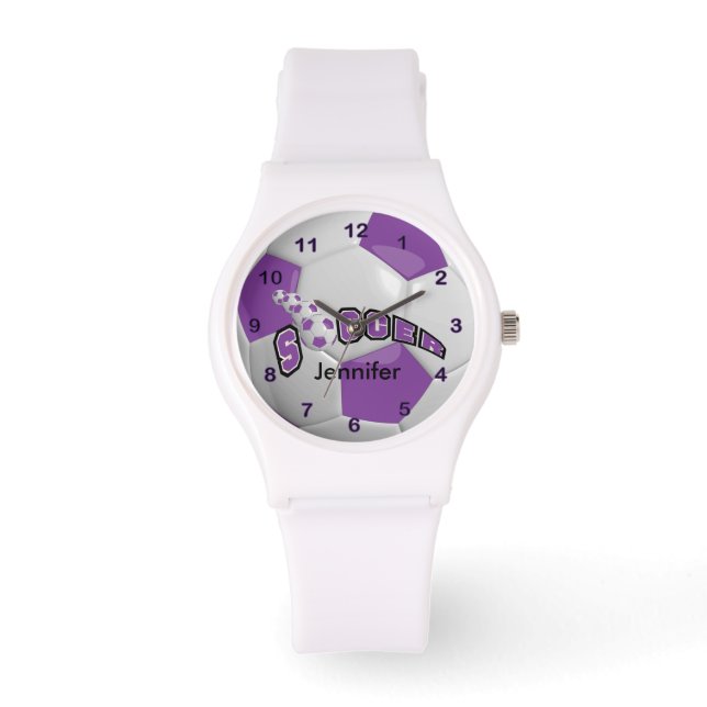 Personalised Purple Soccer Ball Watch (Front)